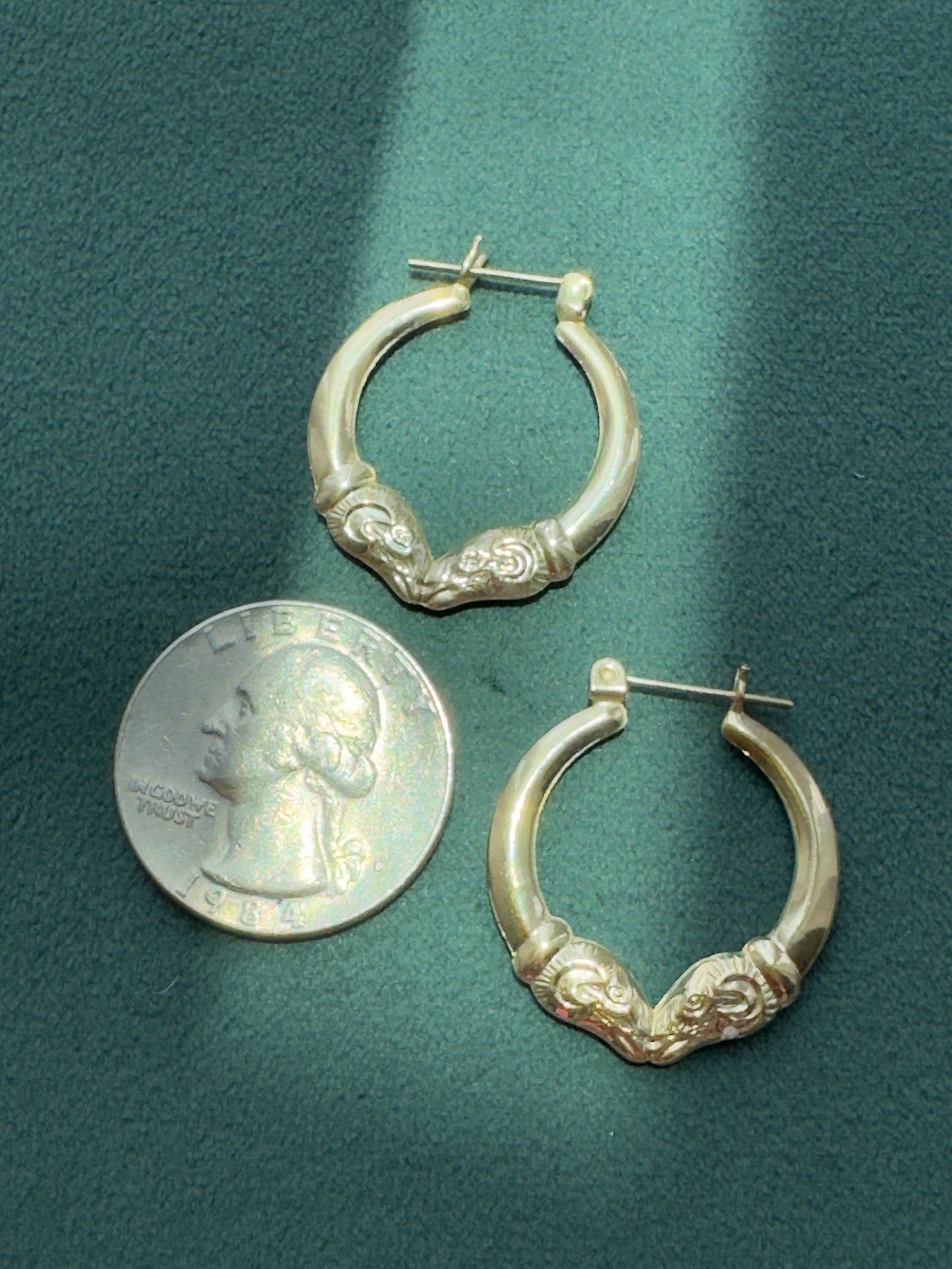 Vintage 10k Gold Kissing Rams Hoop Earrings