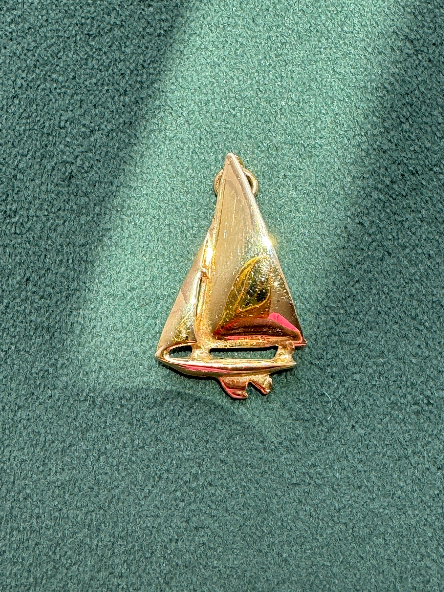 Vintage 14k Gold Sailboat Charm, Nautical Sealife Pendant