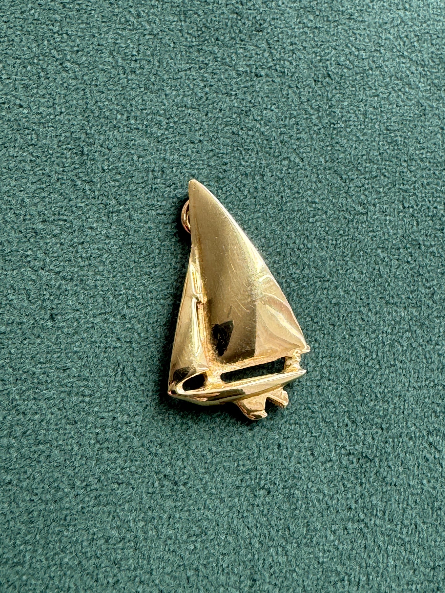 Vintage 14k Gold Sailboat Charm, Nautical Sealife Pendant