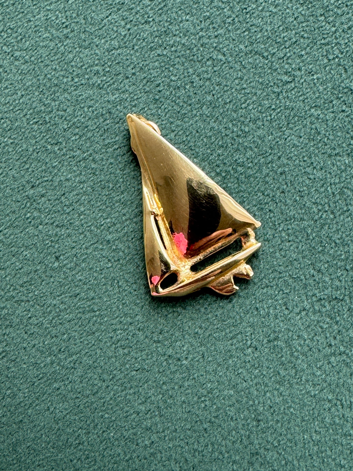 Vintage 14k Gold Sailboat Charm, Nautical Sealife Pendant