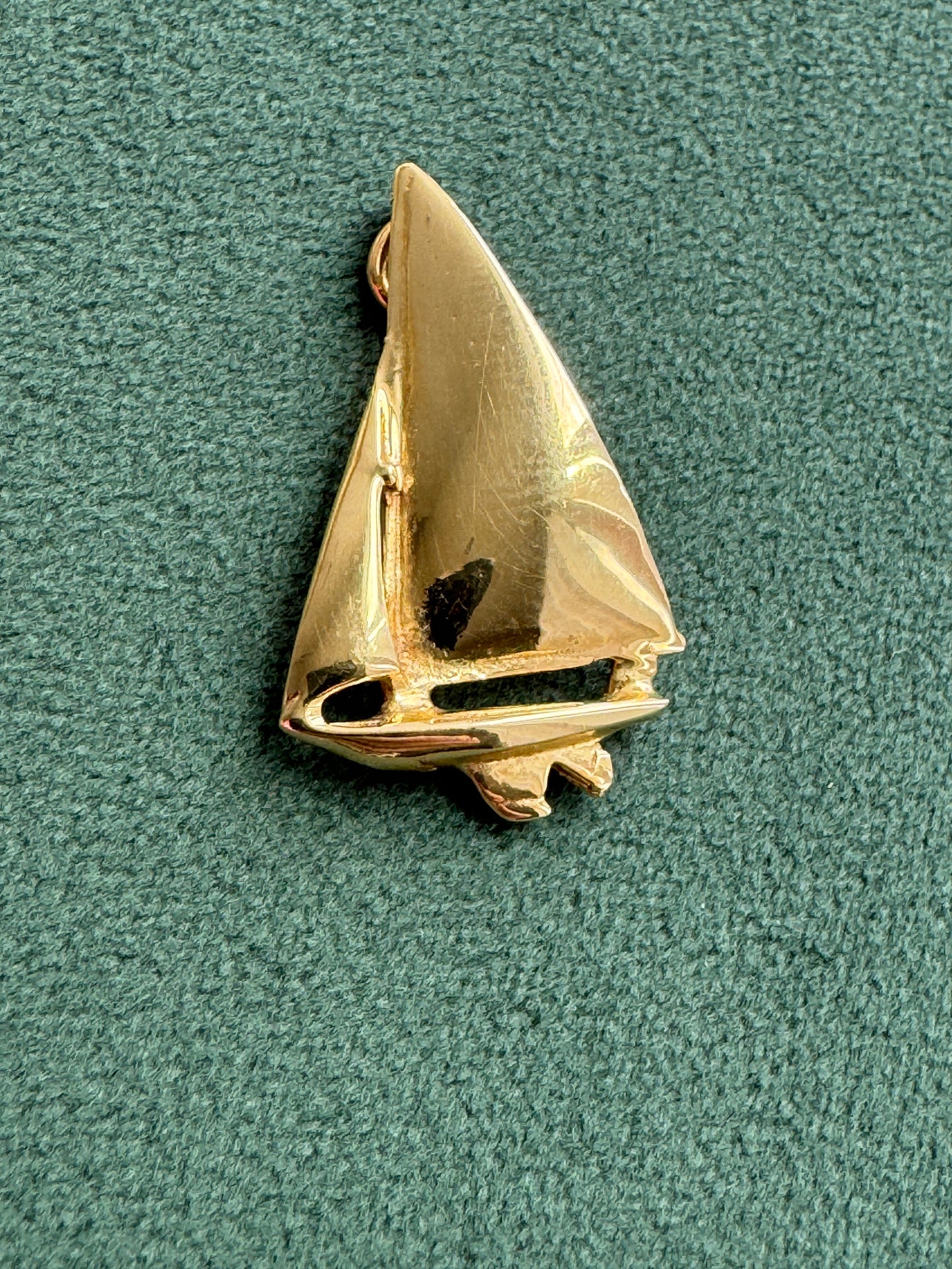 Vintage 14k Gold Sailboat Charm, Nautical Sealife Pendant