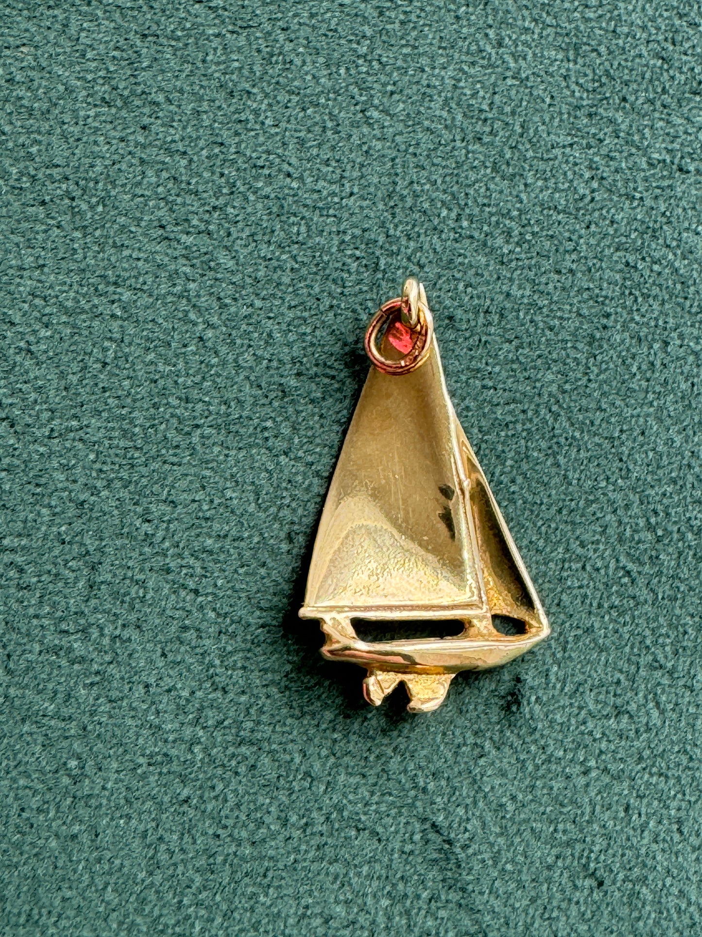 Vintage 14k Gold Sailboat Charm, Nautical Sealife Pendant