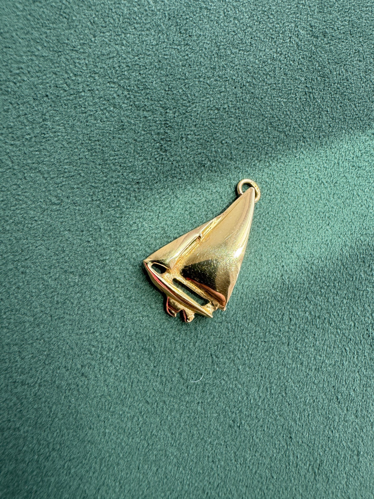 Vintage 14k Gold Sailboat Charm, Nautical Sealife Pendant