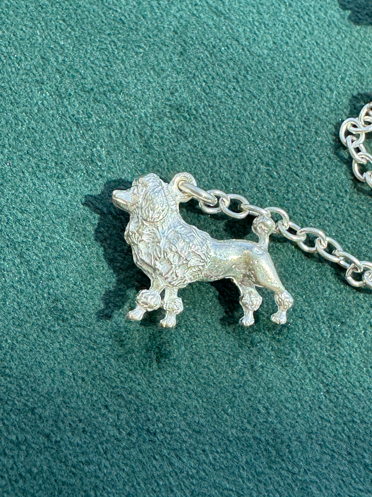 Vintage Sterling Silver T-Rex Brooch Walking a Poodle on a Chain Leash Rare Signed Dinosaur and Dog Novelty Pin Set