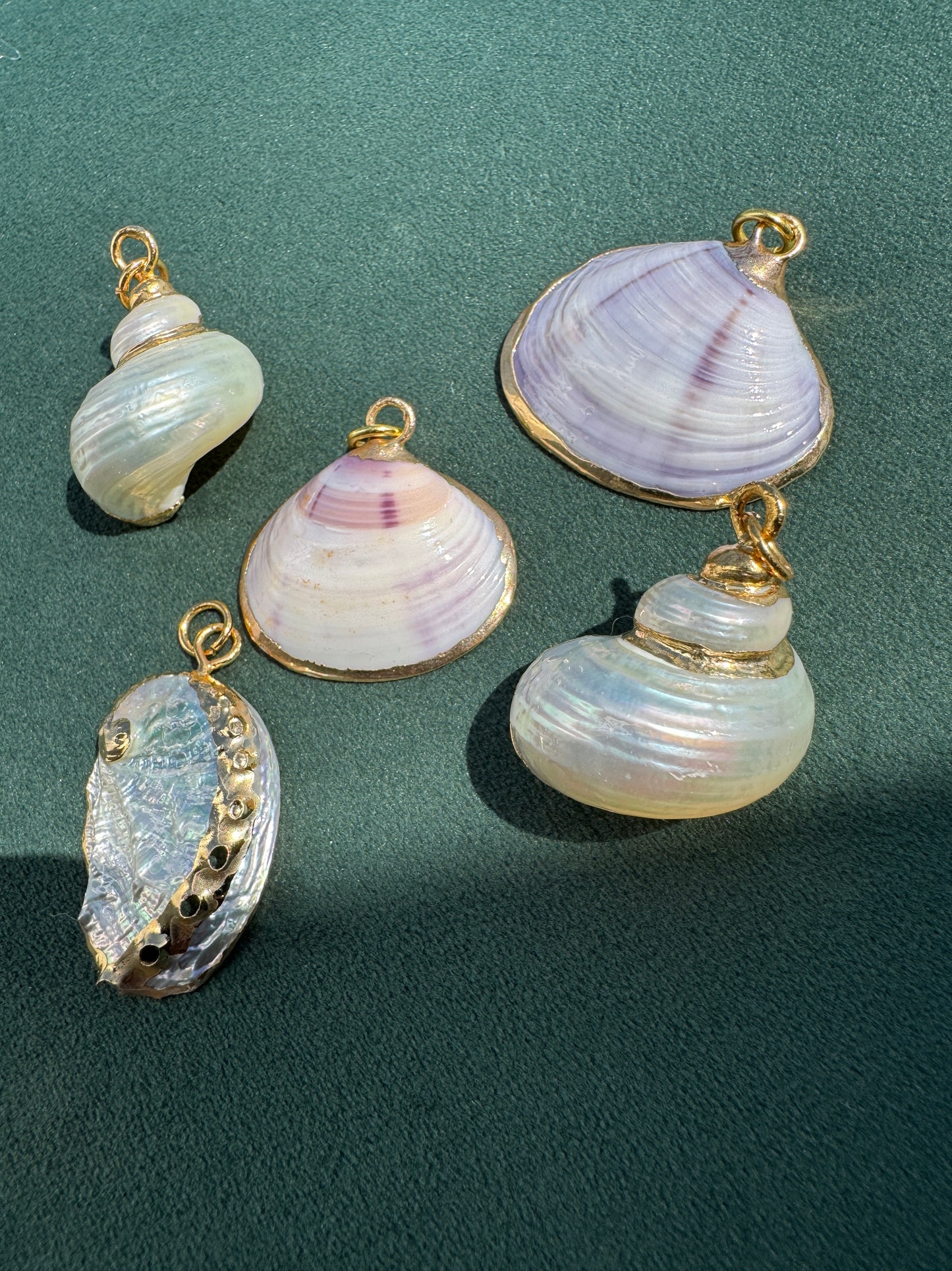 Vintage Gold Trimmed Genuine Turban Shell Pendant Soft Cream Spiral A Little Piece of Mermaid Life