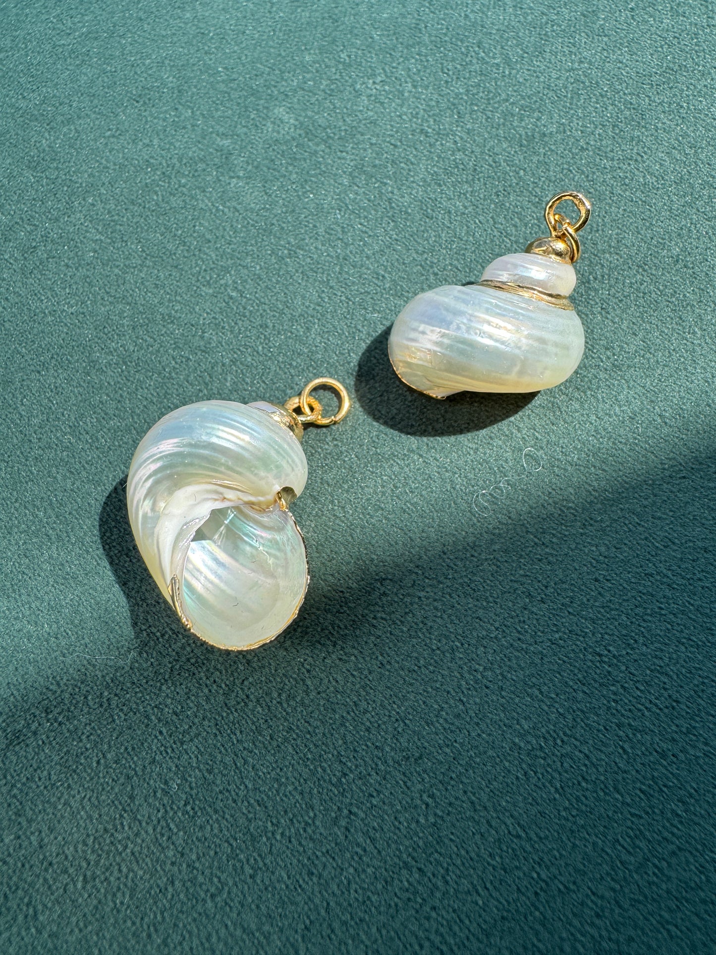 Vintage Gold Trimmed Genuine Turban Shell Pendant Warm Pearl Spiral A Little Piece of Mermaid Life