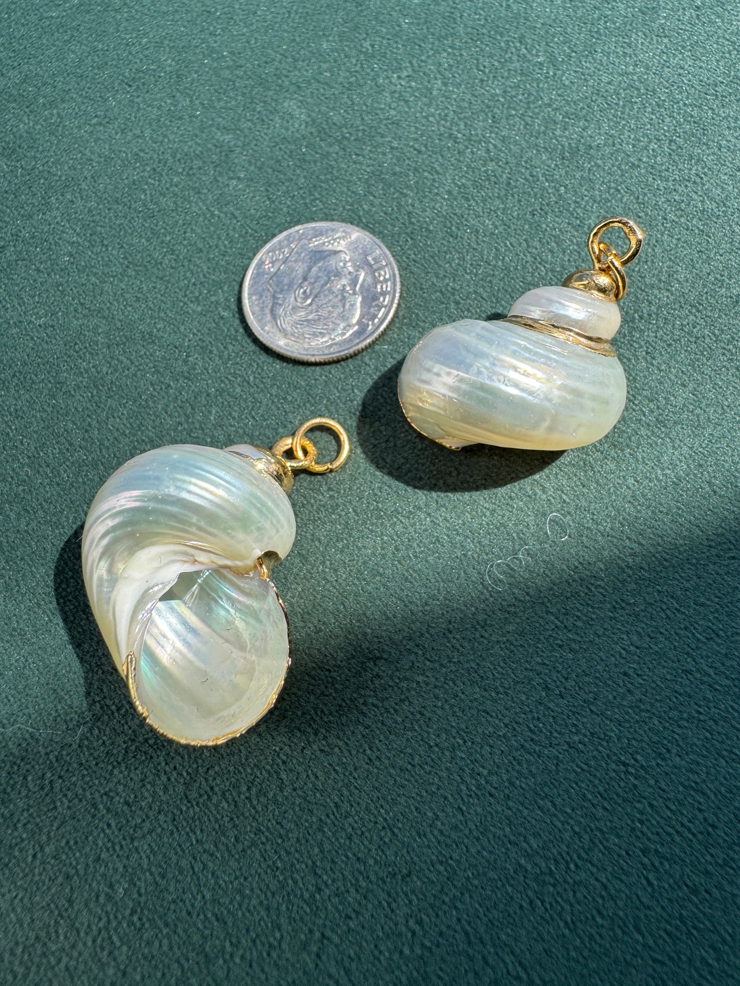 Vintage Gold Trimmed Genuine Turban Shell Pendant Soft Cream Spiral A Little Piece of Mermaid Life