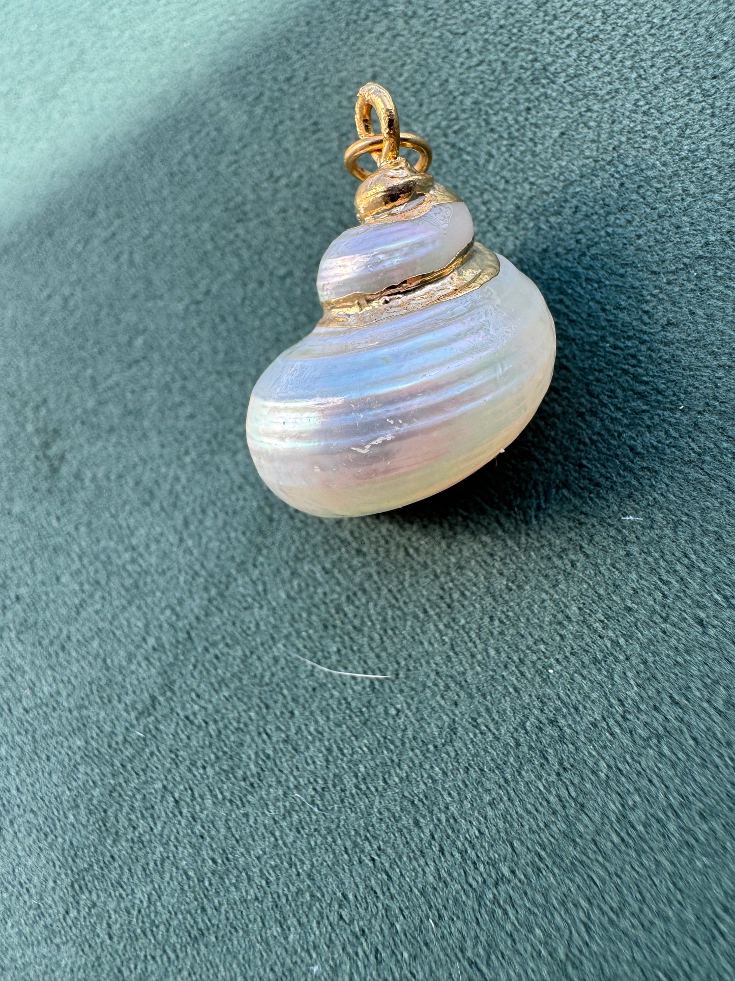 Vintage Gold Trimmed Genuine Turban Shell Pendant Warm Pearl Spiral A Little Piece of Mermaid Life