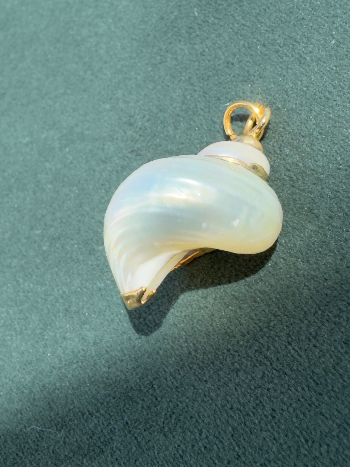 Vintage Gold Trimmed Genuine Turban Shell Pendant Warm Pearl Spiral A Little Piece of Mermaid Life