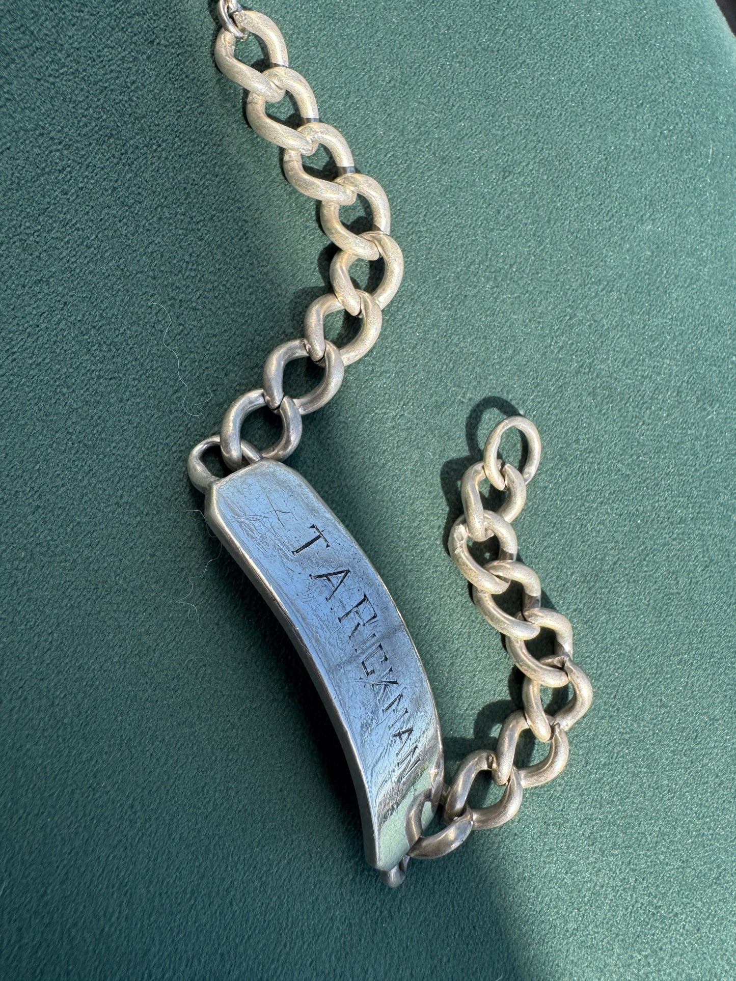 Estate Vintage 1950s Sterling Silver Curb Link ID Bracelet Engraved Pappy From Toots Heavy 36 Gram Statement Piece