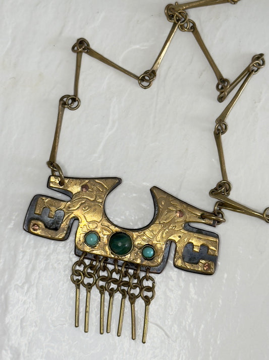 Brutalist Brass Necklace By Jaun Reyes