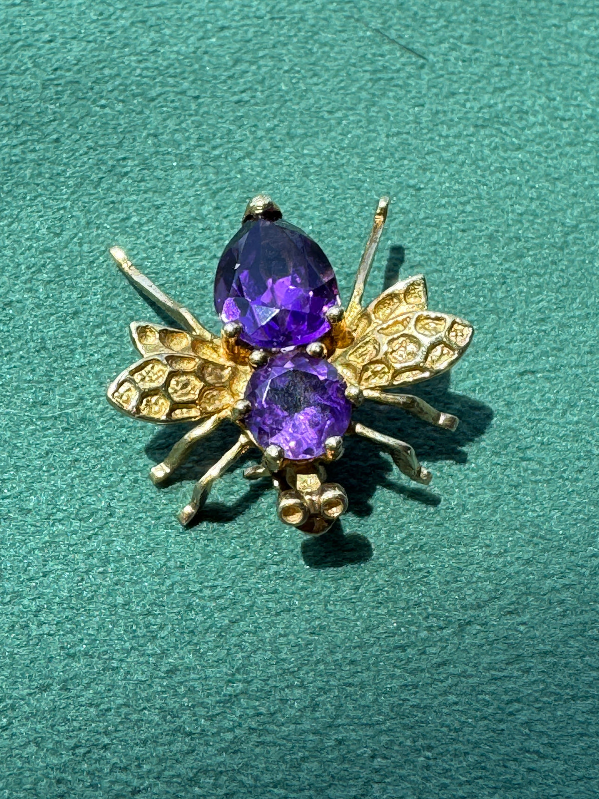 Estate Vintage 10K Gold Amethyst Fly Brooch and Pendant Two Ways to Wear One Very Well Dressed Bug