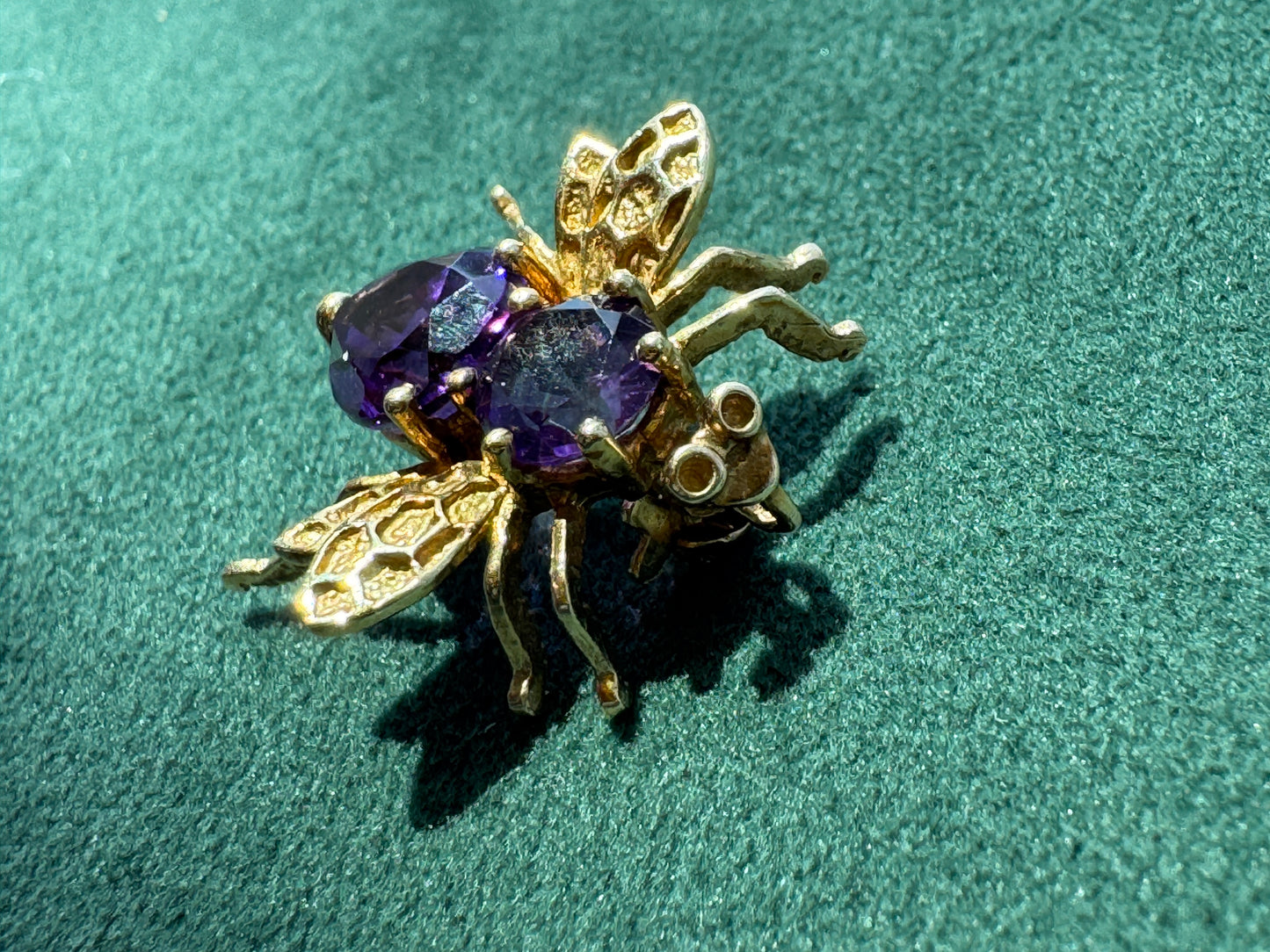 Estate Vintage 10K Gold Amethyst Fly Brooch and Pendant Two Ways to Wear One Very Well Dressed Bug
