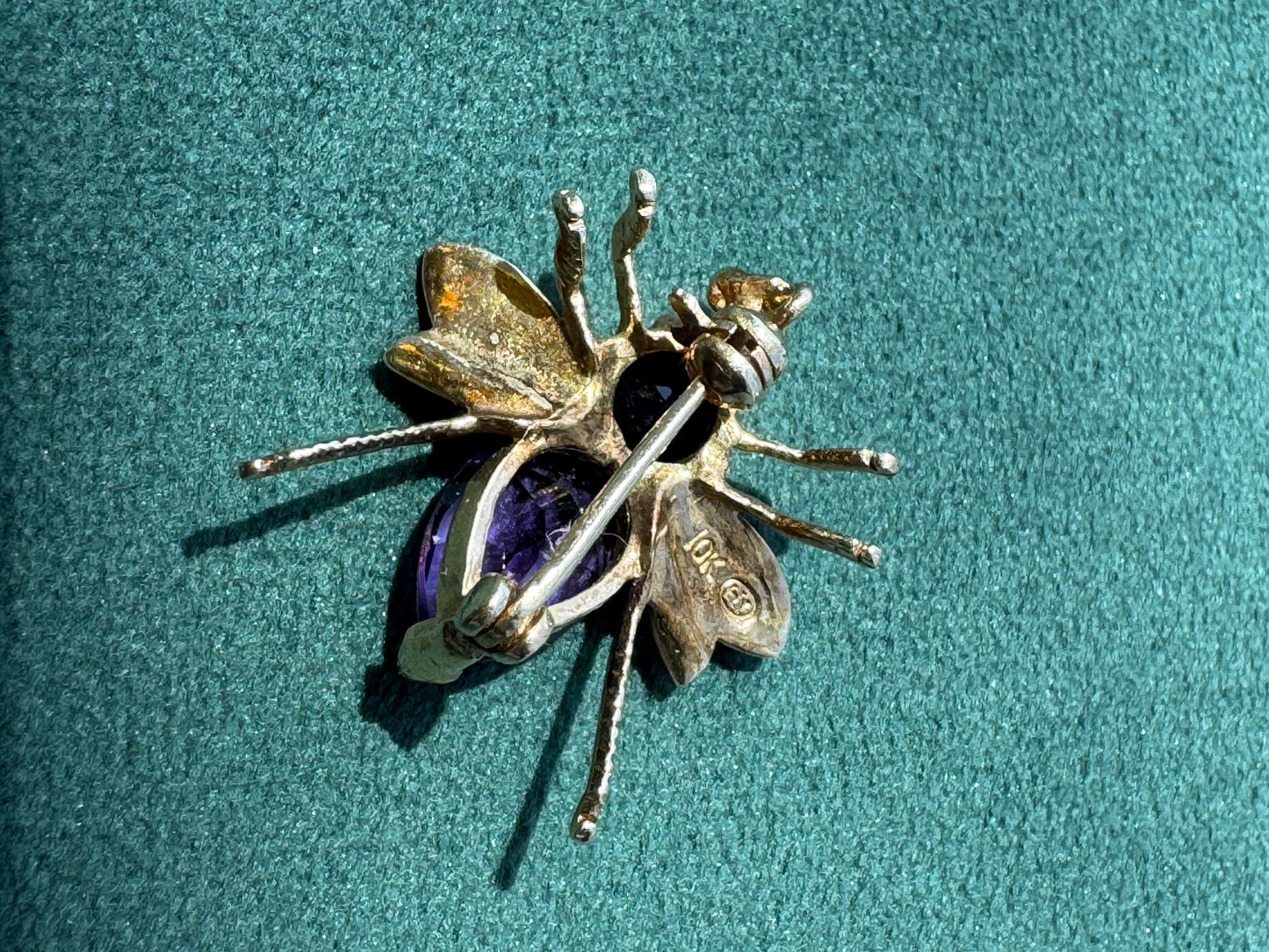 Estate Vintage 10K Gold Amethyst Fly Brooch and Pendant Two Ways to Wear One Very Well Dressed Bug