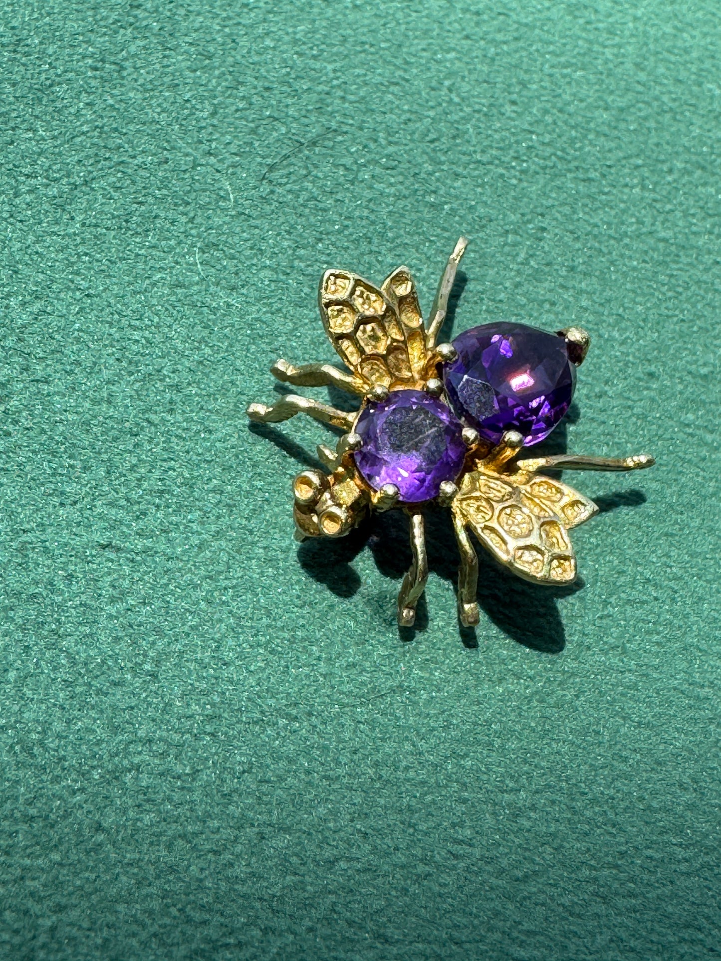 Estate Vintage 10K Gold Amethyst Fly Brooch and Pendant Two Ways to Wear One Very Well Dressed Bug