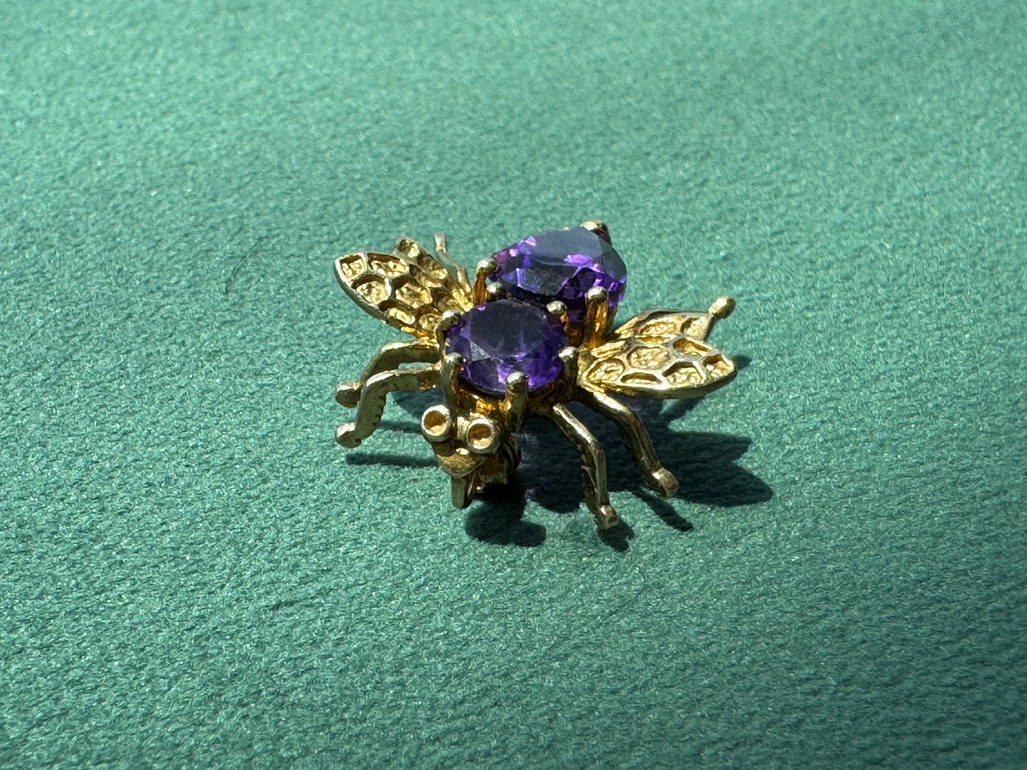 Estate Vintage 10K Gold Amethyst Fly Brooch and Pendant Two Ways to Wear One Very Well Dressed Bug