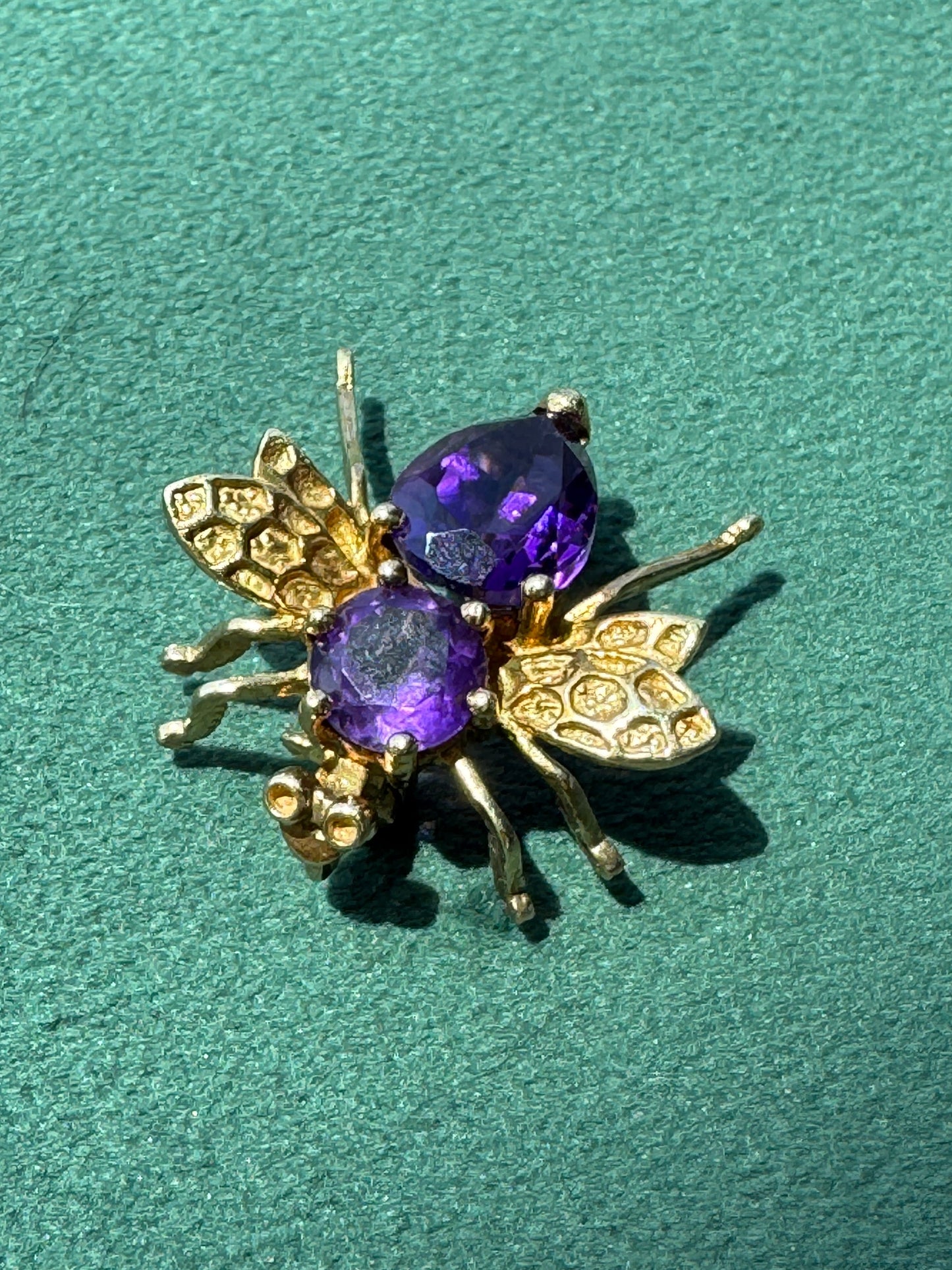 Estate Vintage 10K Gold Amethyst Fly Brooch and Pendant Two Ways to Wear One Very Well Dressed Bug