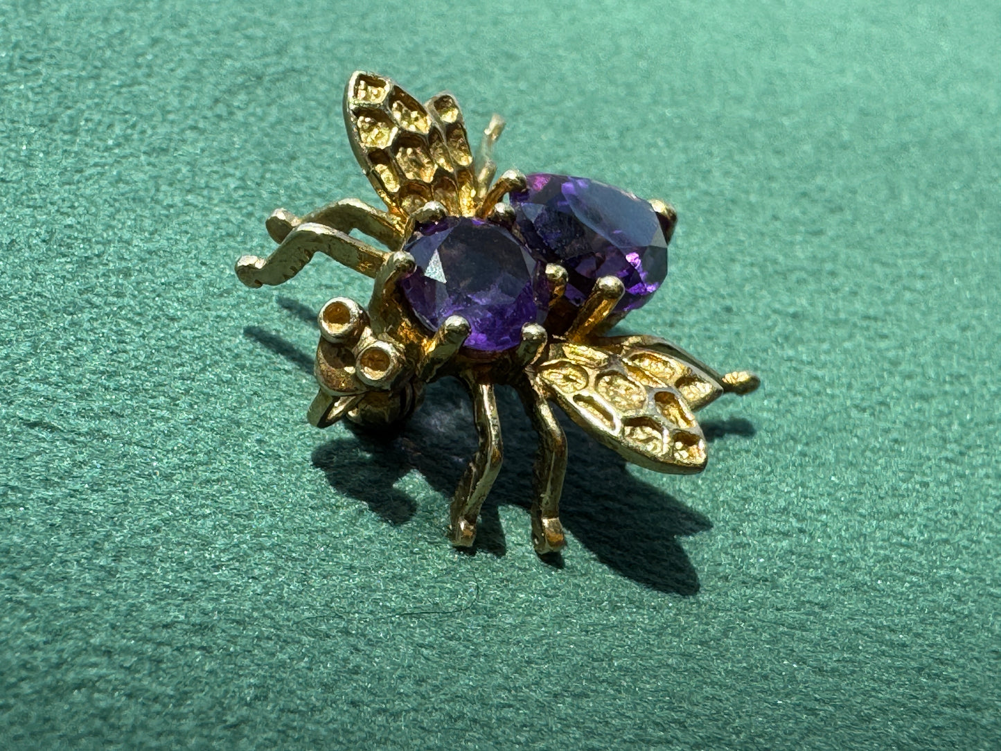 Estate Vintage 10K Gold Amethyst Fly Brooch and Pendant Two Ways to Wear One Very Well Dressed Bug