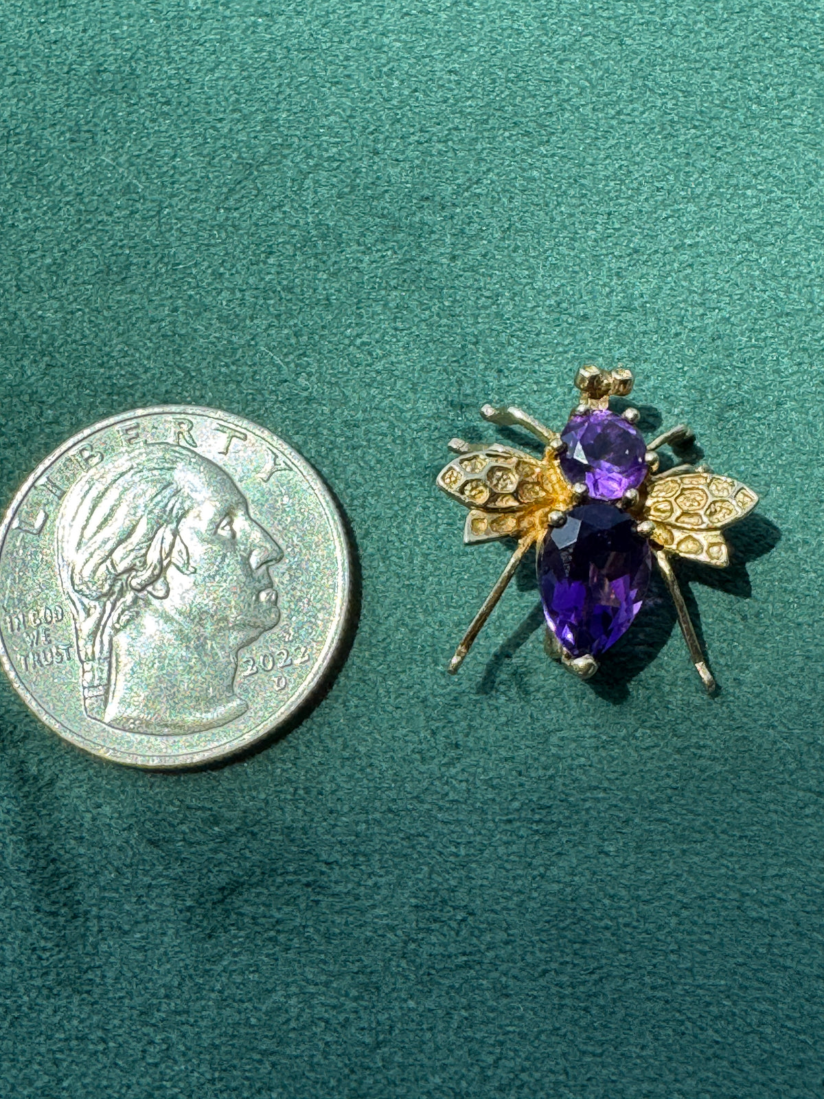 Estate Vintage 10K Gold Amethyst Fly Brooch and Pendant Two Ways to Wear One Very Well Dressed Bug