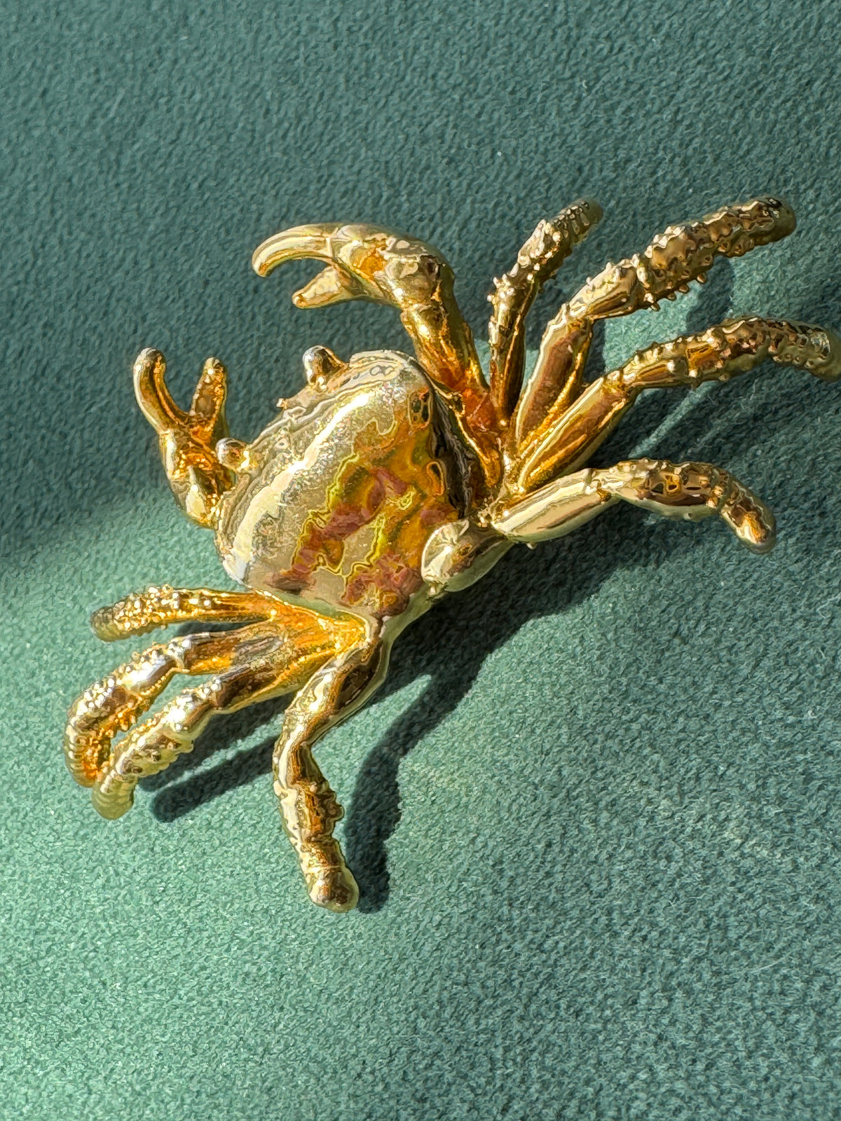 Vintage Midas Touch Singapore 22K Gold Dipped Real Crab Brooch Pendant A Genuine Crab That Struck It Rich