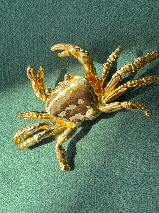Vintage Midas Touch Singapore 22K Gold Dipped Real Crab Brooch Pendant A Genuine Crab That Struck It Rich