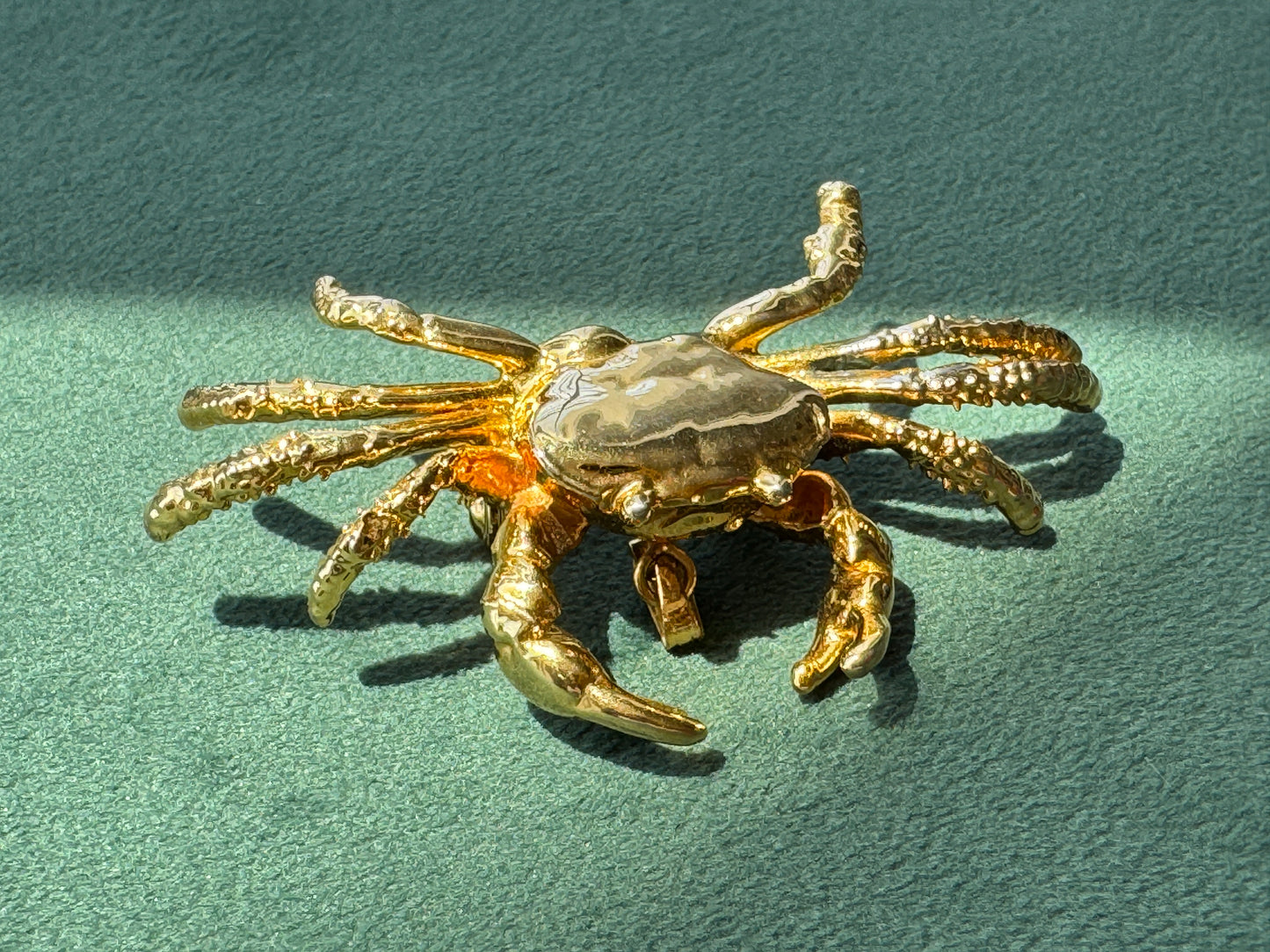 Vintage Midas Touch Singapore 22K Gold Dipped Real Crab Brooch Pendant A Genuine Crab That Struck It Rich