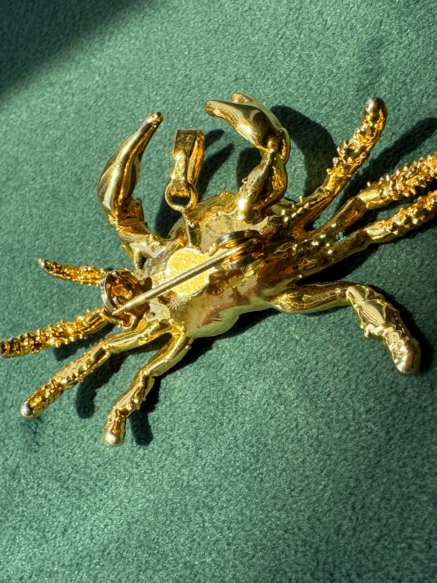 Vintage Midas Touch Singapore 22K Gold Dipped Real Crab Brooch Pendant A Genuine Crab That Struck It Rich
