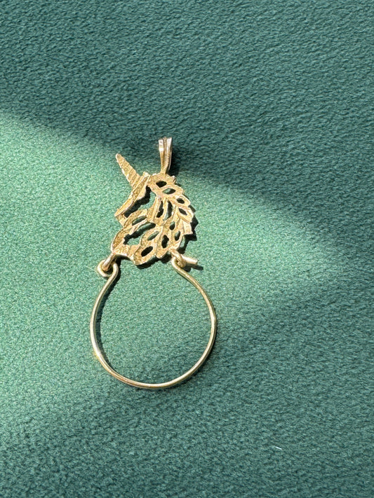 Vintage 1990s Yellow Gold Diamond Cut Unicorn Charm Holder A Little Magic to Hang Your Charms On