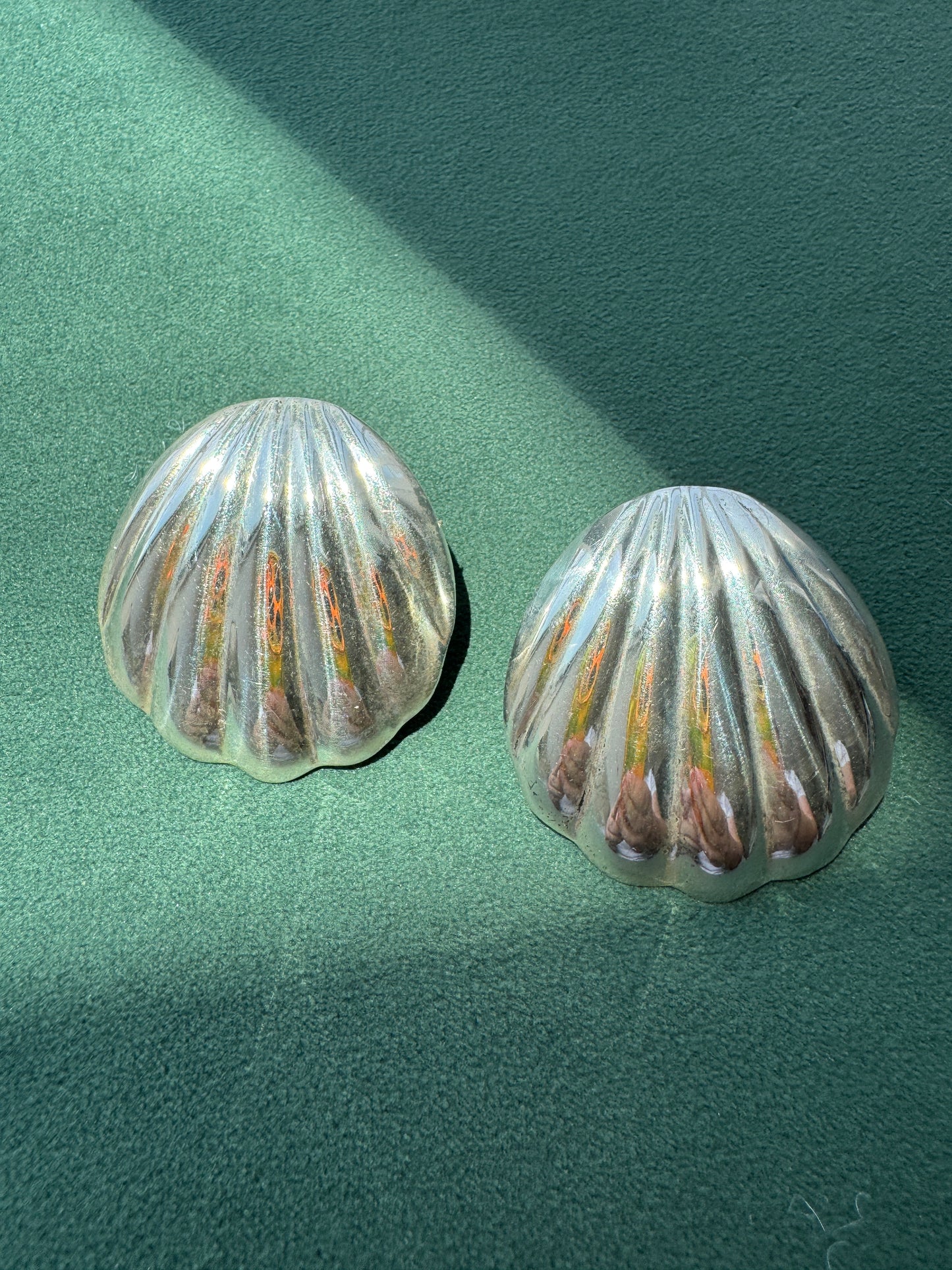 Estate Vintage Sterling Silver Scallop Shell Earrings Big Beach Energy Without the Weight