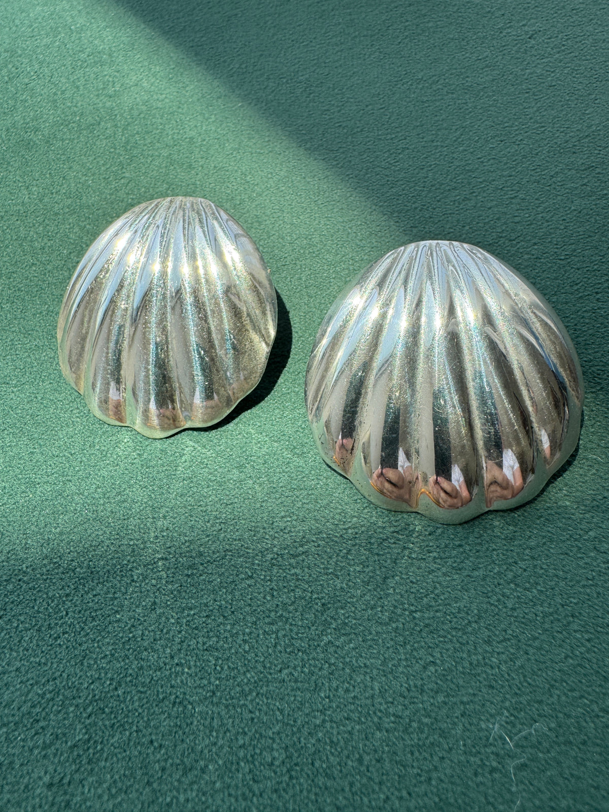 Estate Vintage Sterling Silver Scallop Shell Earrings Big Beach Energy Without the Weight