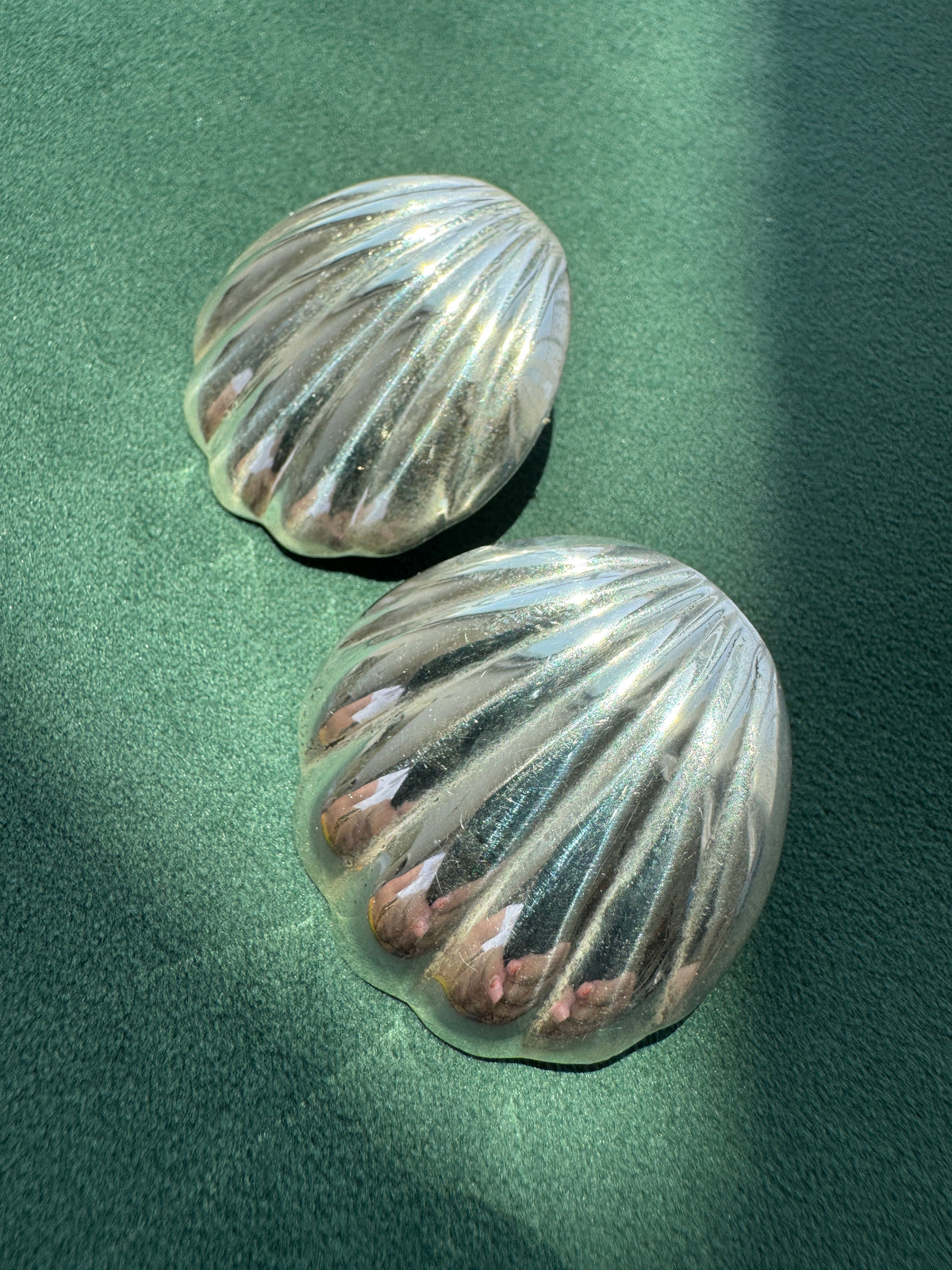 Estate Vintage Sterling Silver Scallop Shell Earrings Big Beach Energy Without the Weight
