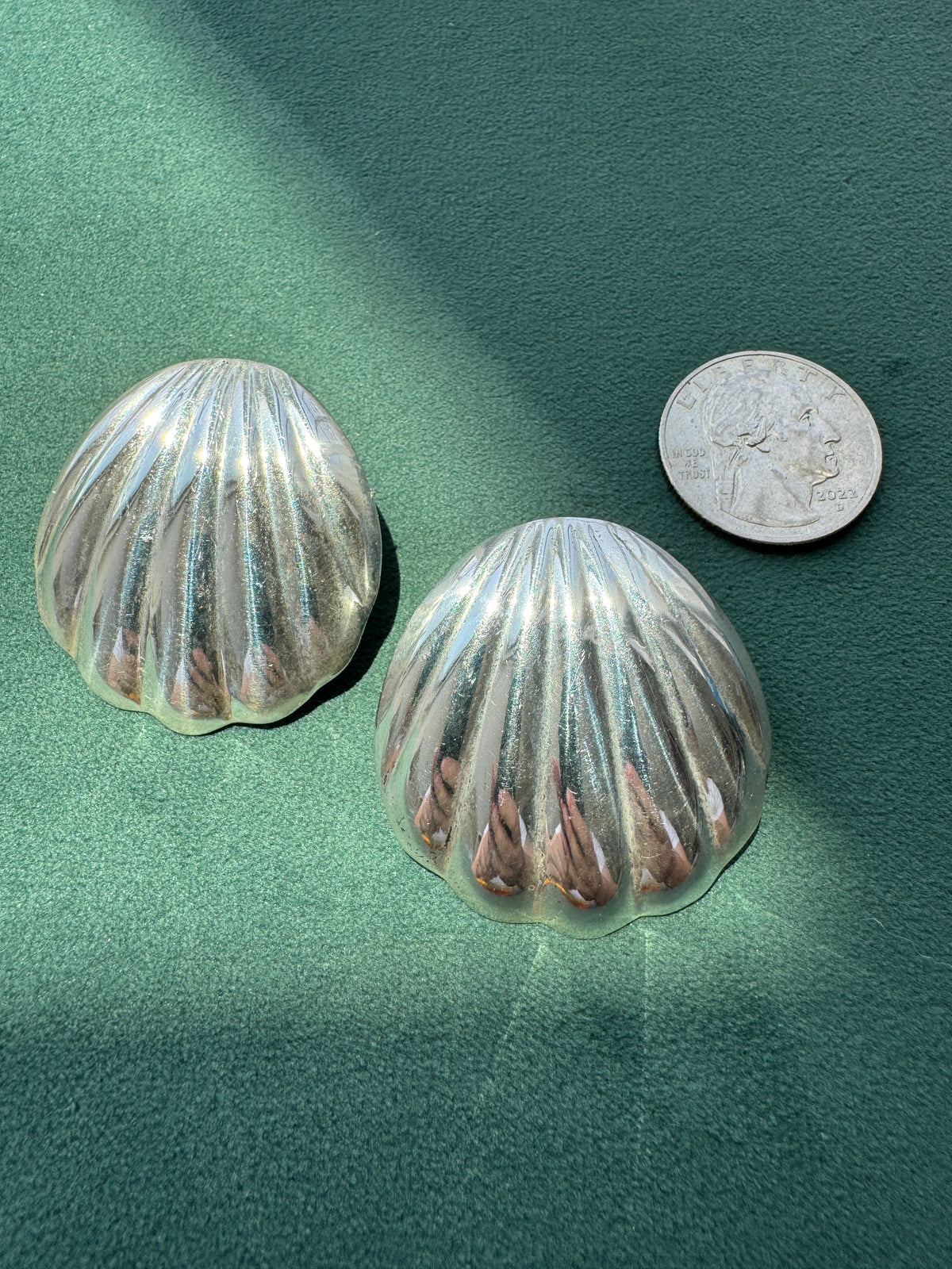 Estate Vintage Sterling Silver Scallop Shell Earrings Big Beach Energy Without the Weight