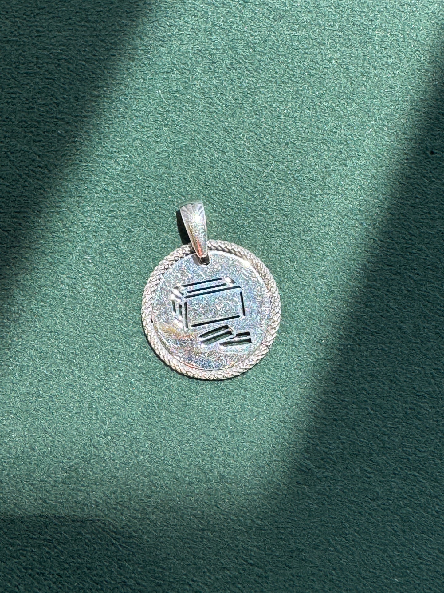 Estate Vintage Italy Sterling Silver Tzedakah Box Judaica Charm Pendant Rare Minimalist Design