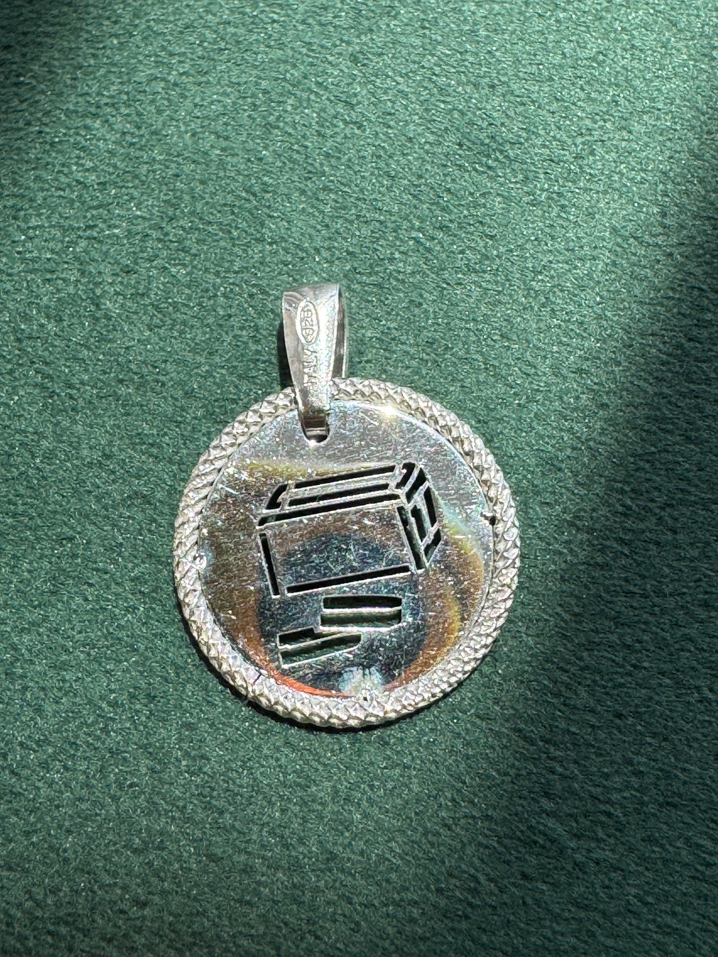 Estate Vintage Italy Sterling Silver Tzedakah Box Judaica Charm Pendant Rare Minimalist Design