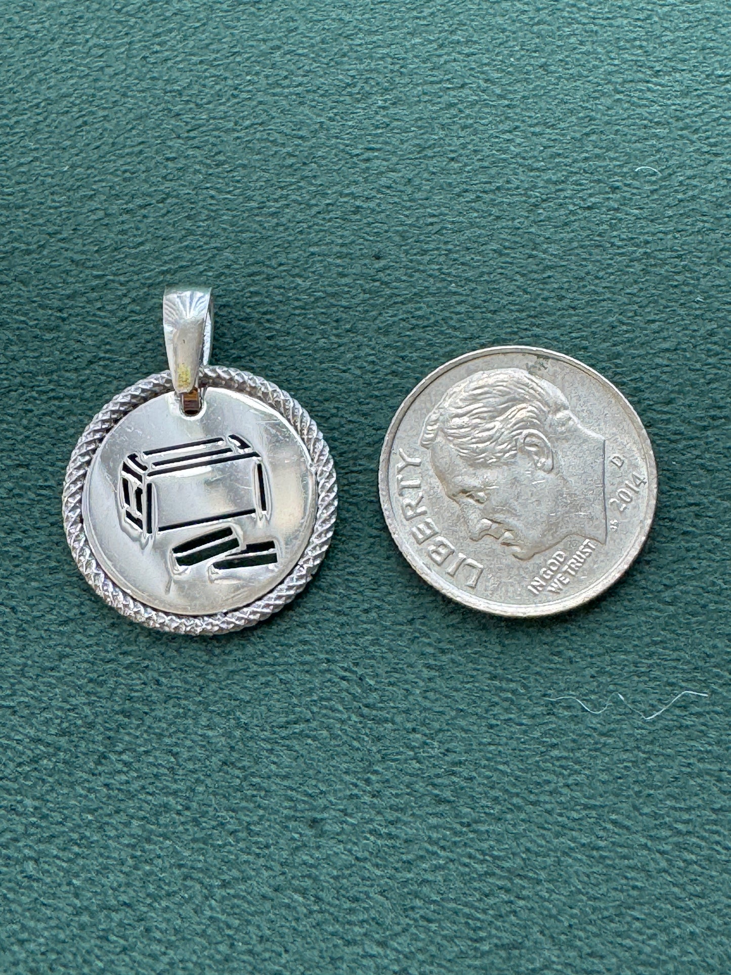 Estate Vintage Italy Sterling Silver Tzedakah Box Judaica Charm Pendant Rare Minimalist Design