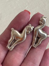Estate Vintage Mexican Sterling Silver Llama Screwback Earrings Mexico Hallmarks