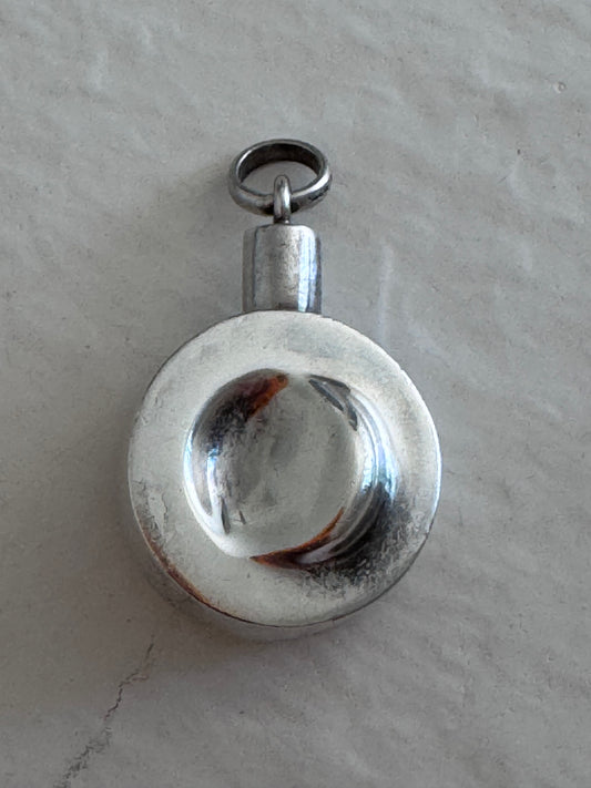 Estate vintage Jondell Spain sterling silver puffy perfume bottle pendant collectible designer functional jewelry