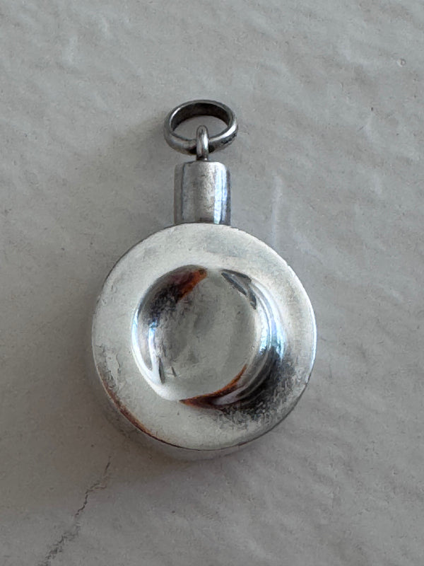 Estate vintage Jondell Spain sterling silver puffy perfume bottle pendant collectible designer functional jewelry