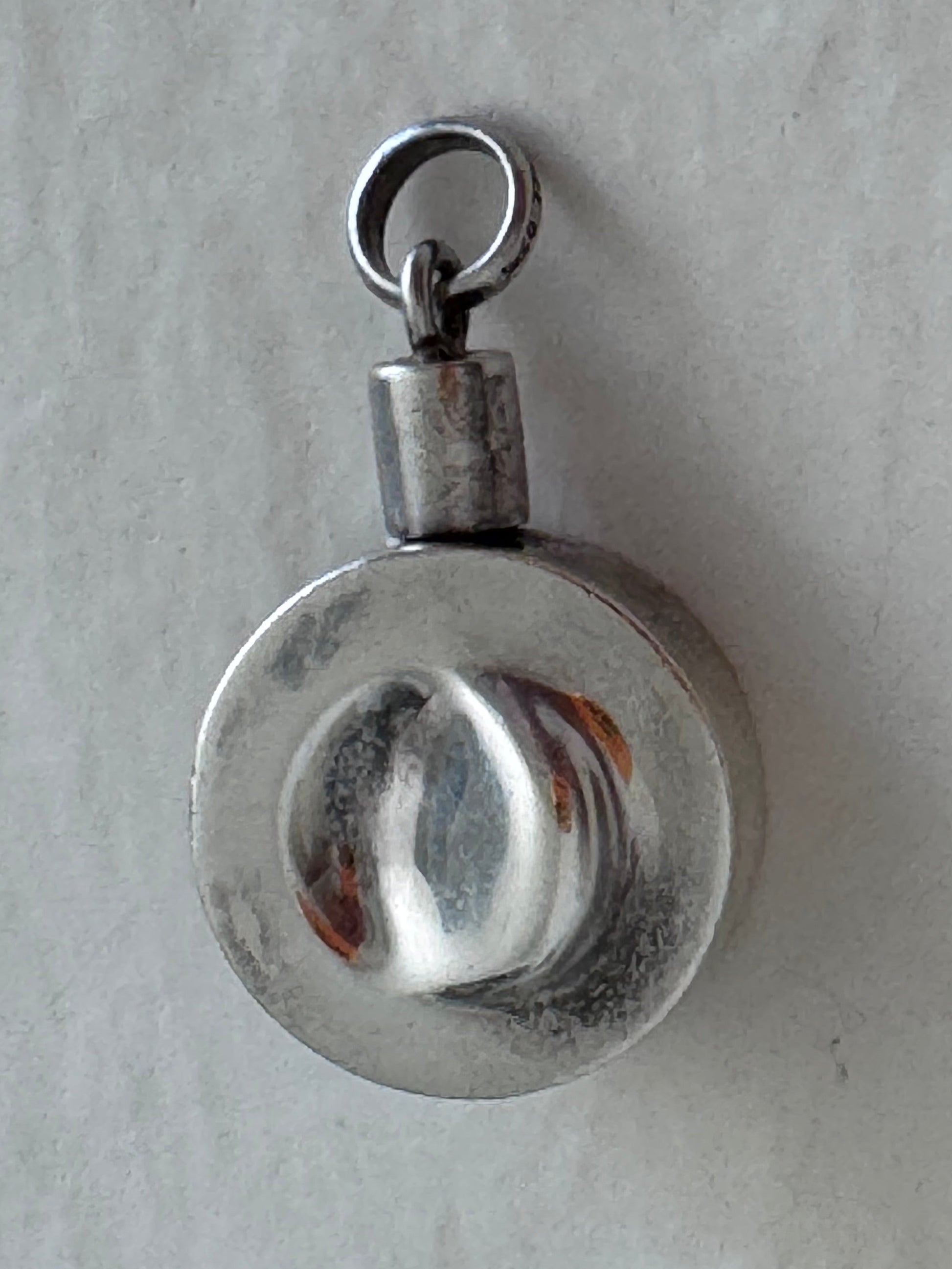Estate vintage Jondell Spain sterling silver puffy perfume bottle pendant collectible designer functional jewelry