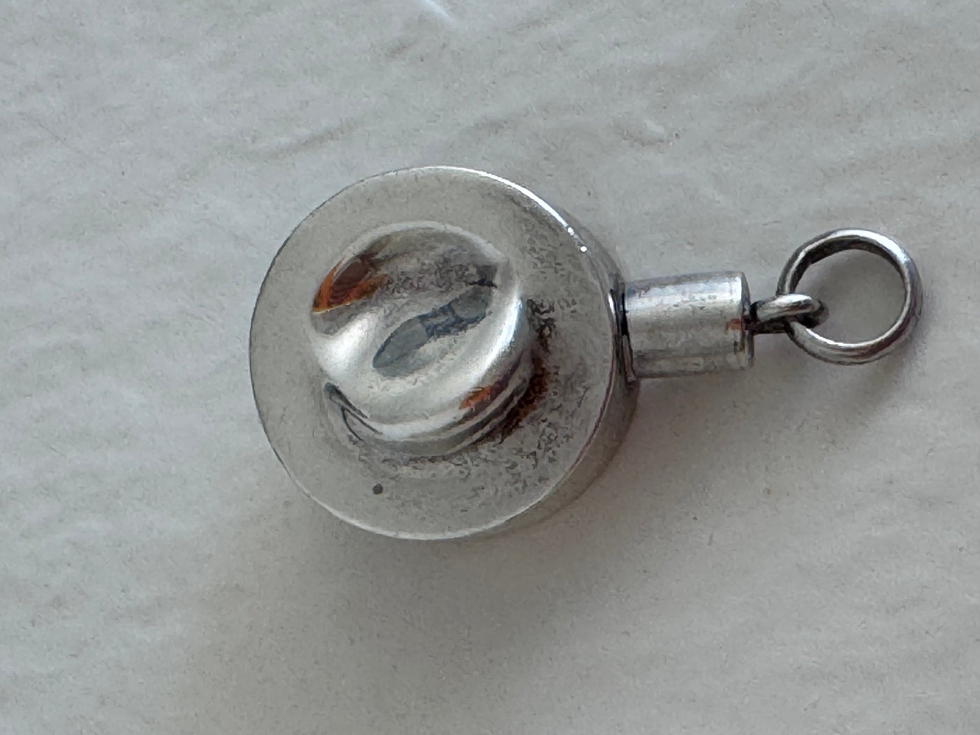 Estate vintage Jondell Spain sterling silver puffy perfume bottle pendant collectible designer functional jewelry