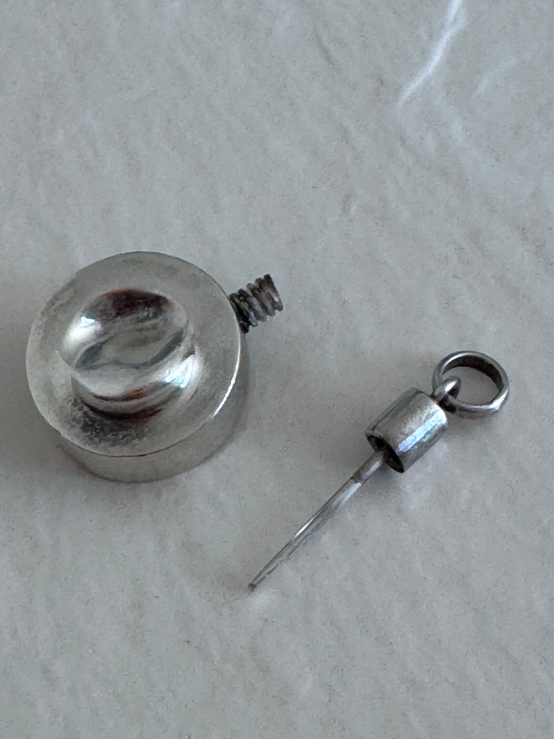 Estate vintage Jondell Spain sterling silver puffy perfume bottle pendant collectible designer functional jewelry
