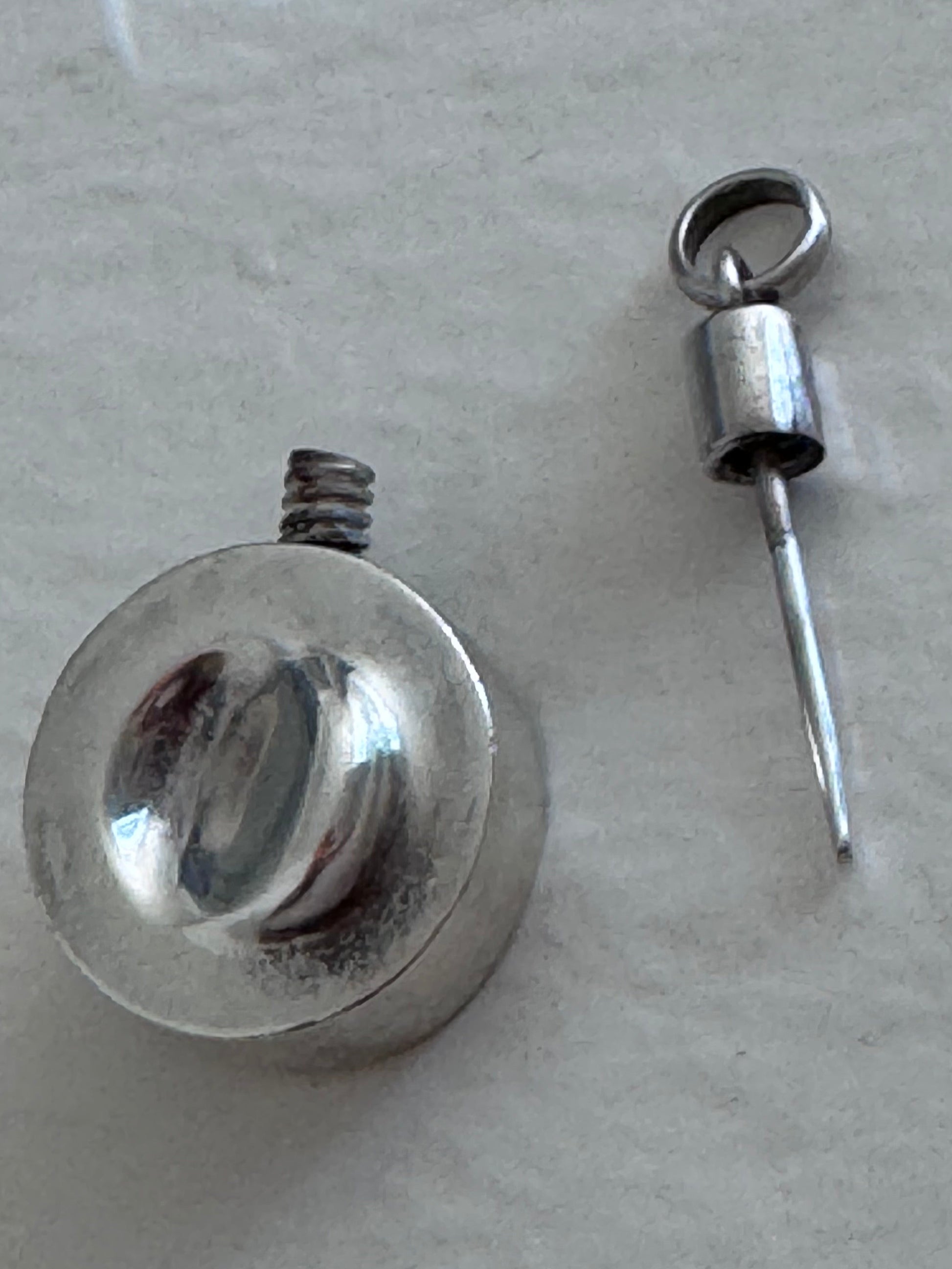 Estate vintage Jondell Spain sterling silver puffy perfume bottle pendant collectible designer functional jewelry
