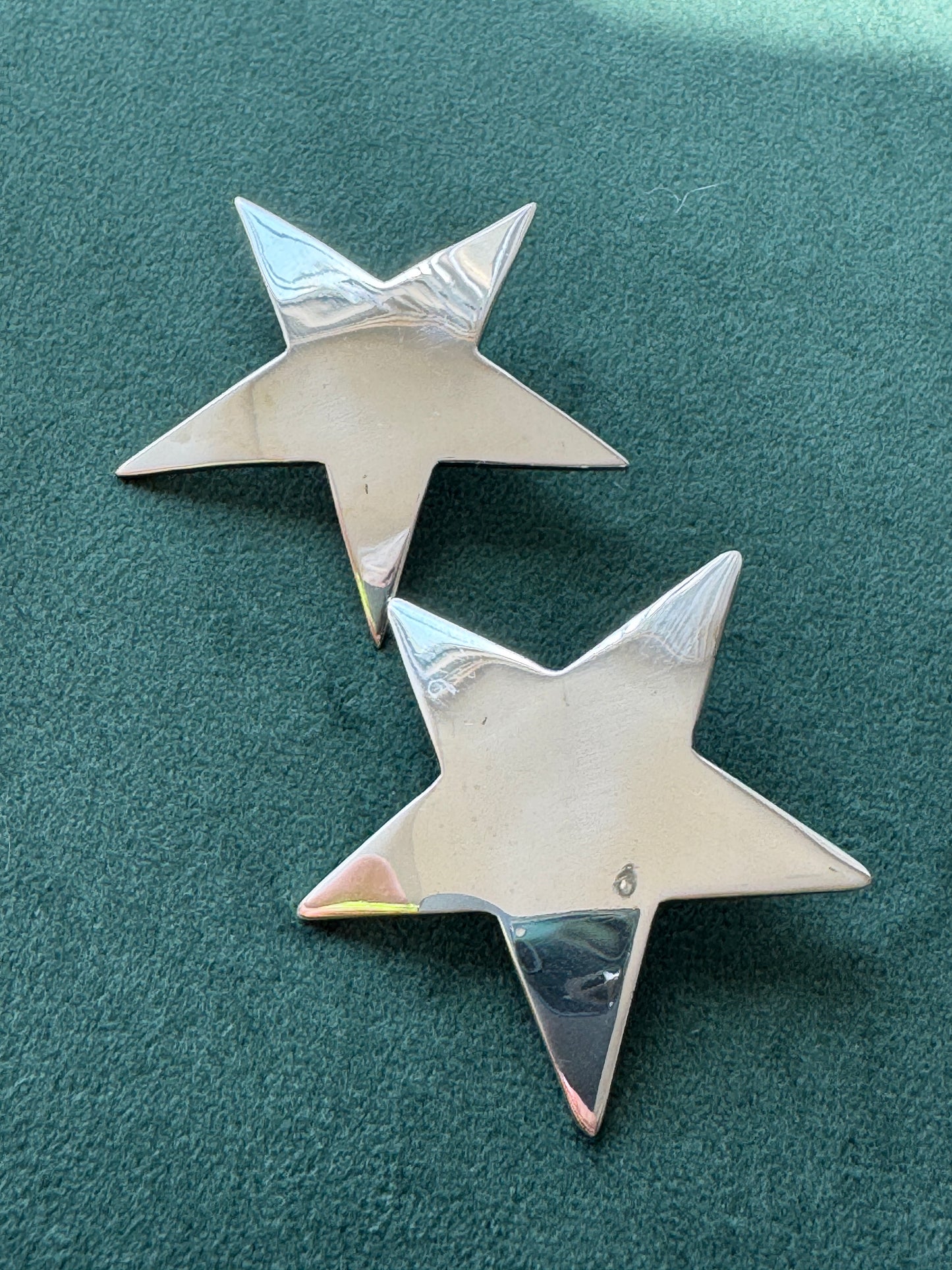 Vintage Taxco Mexico Sterling Silver Large Star Stud Earrings Statement Estate Jewelry