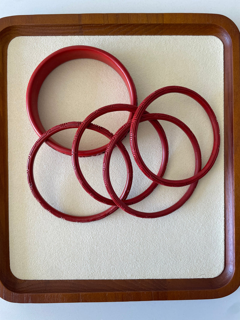 Vintage Cinnabar Bangle Bracelets