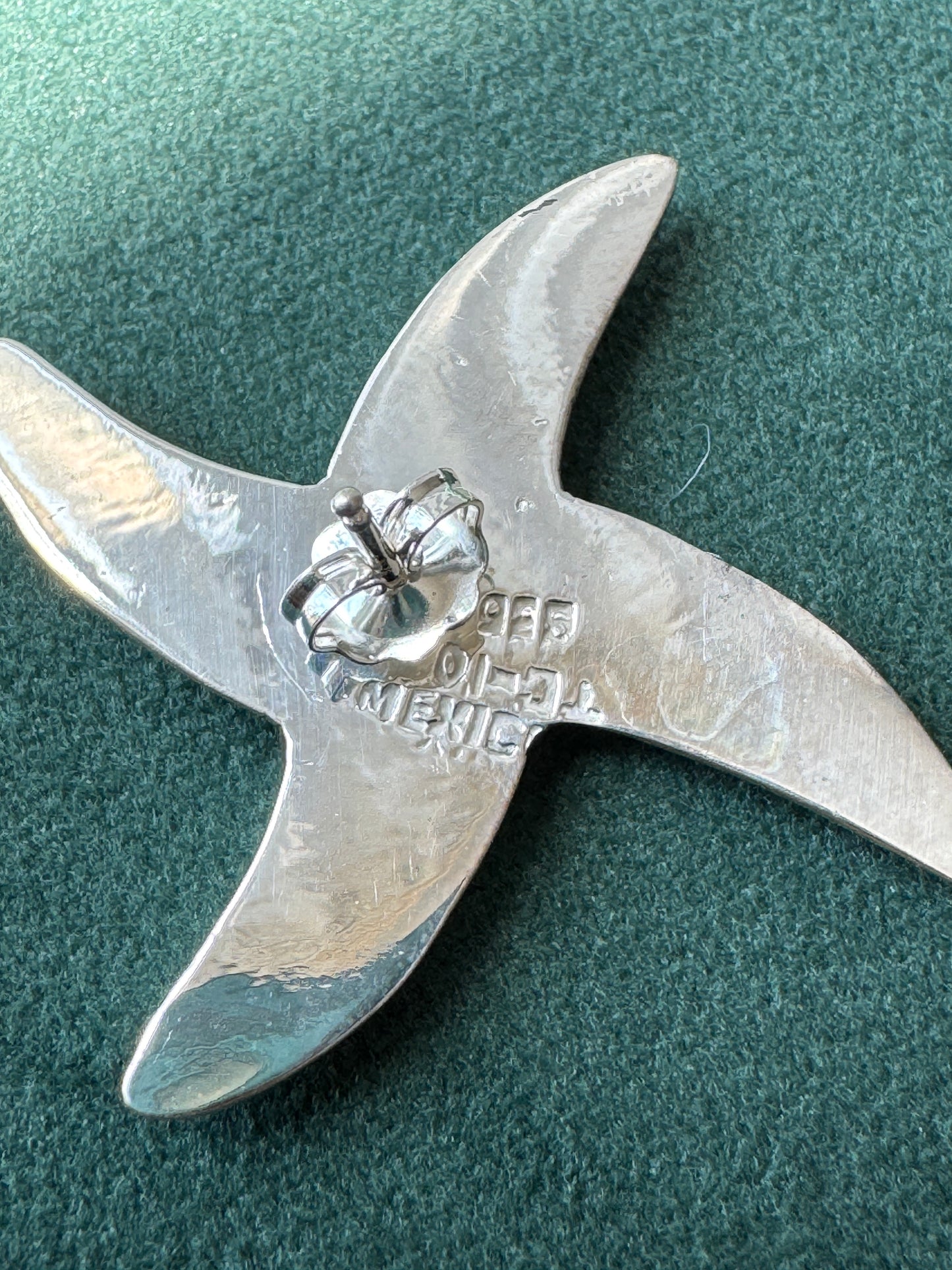 Vintage Sterling Silver Abstract Pinwheel Post Earrings Sculptural Modernist Design