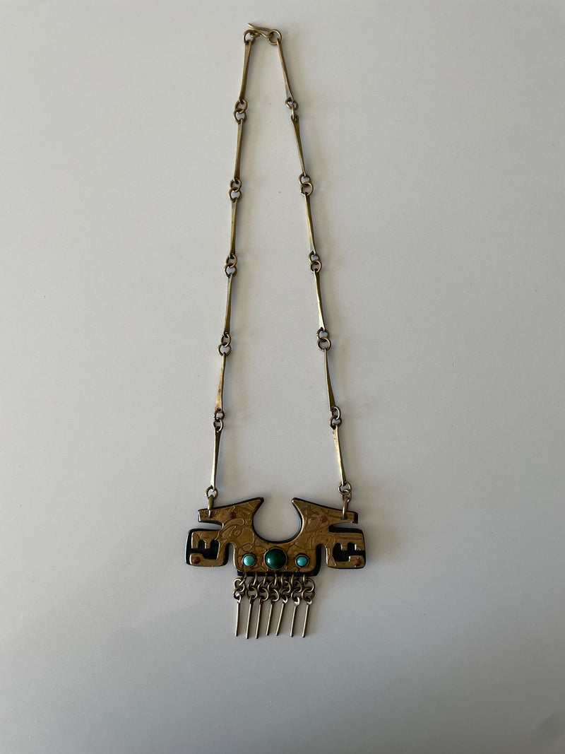 Brutalist Brass Necklace By Jaun Reyes