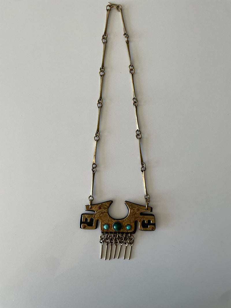 Brutalist Brass Necklace By Jaun Reyes