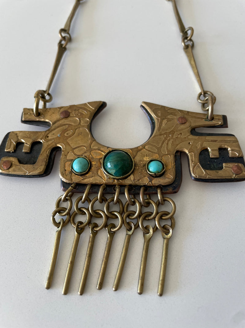 Brutalist Brass Necklace By Jaun Reyes