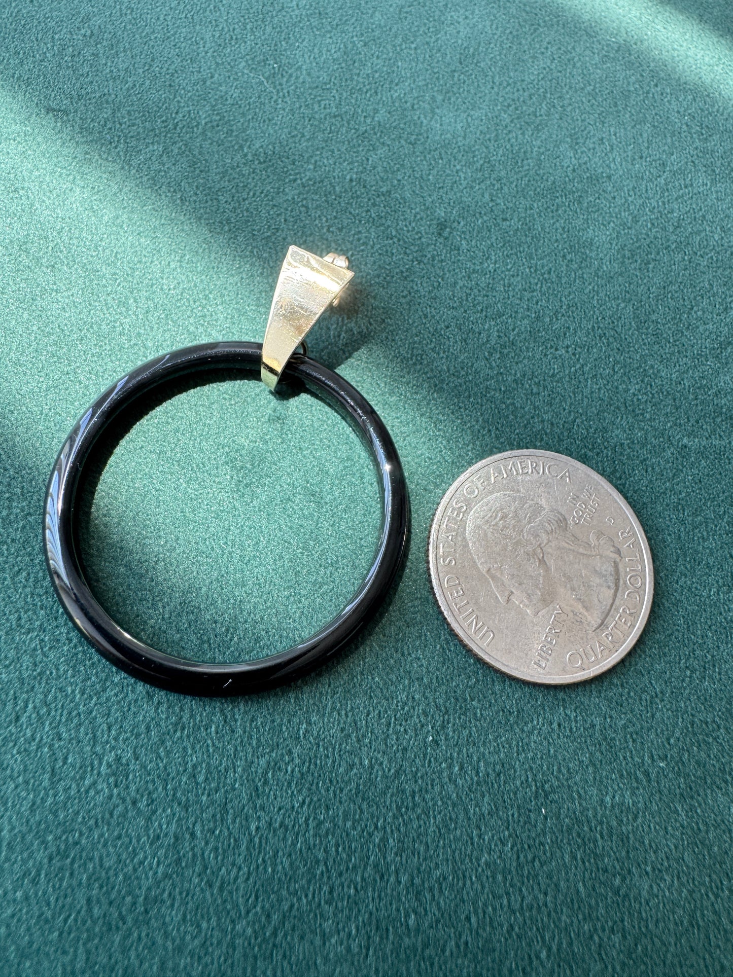 Vintage Peter Brams Designs 14K Gold Black Onyx Hoop Drop Earrings PBD Estate Jewelry