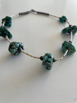 Large Turquoise Chunk and Heshi Bead Necklace Navajo